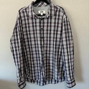 Joseph Abboud Plaid Button Front Long Sleeve Dress Office Career Shirt Mens XXL